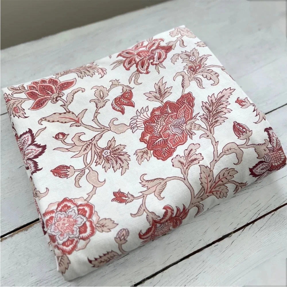 Pottery Barn Tascha Floral Palempore Jacobean Full/Queen Rust Red Duvet Cover